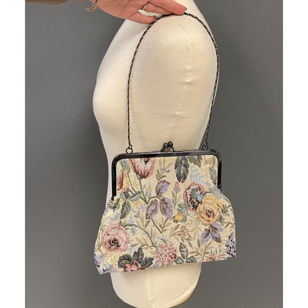 Vintage Floral Clutch with Chain Handle